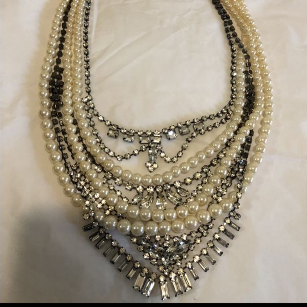 Vintage Gatsby pearl and rhinestone necklace